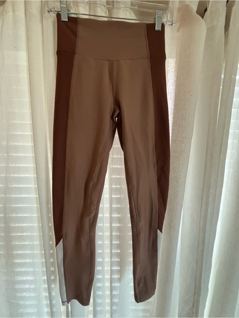 YPB Abercrombie High-Rise Two-Tone Brown Workout Leggings